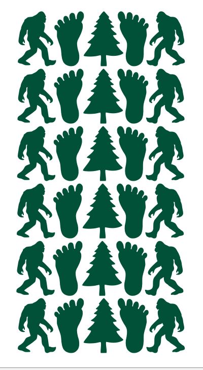 D01-613 Forest Green Bigfoot Sasquatch 1-1/4" Stickers Envelope Seals Arts & Crafts