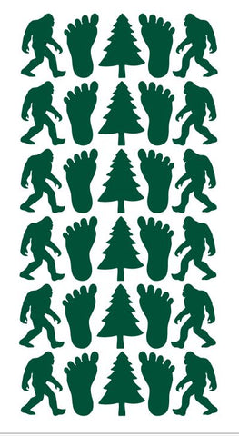 D01-613 Forest Green Bigfoot Sasquatch 1-1/4" Stickers Envelope Seals Arts & Crafts