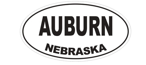 Auburn Nebraska Oval Bumper Sticker or Helmet Sticker D5003