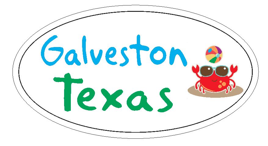 Galveston Texas Oval Bumper Sticker or Helmet Sticker D3745 Euro Oval