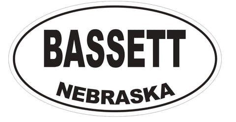 Bassett Nebraska Oval Bumper Sticker or Helmet Sticker D5005