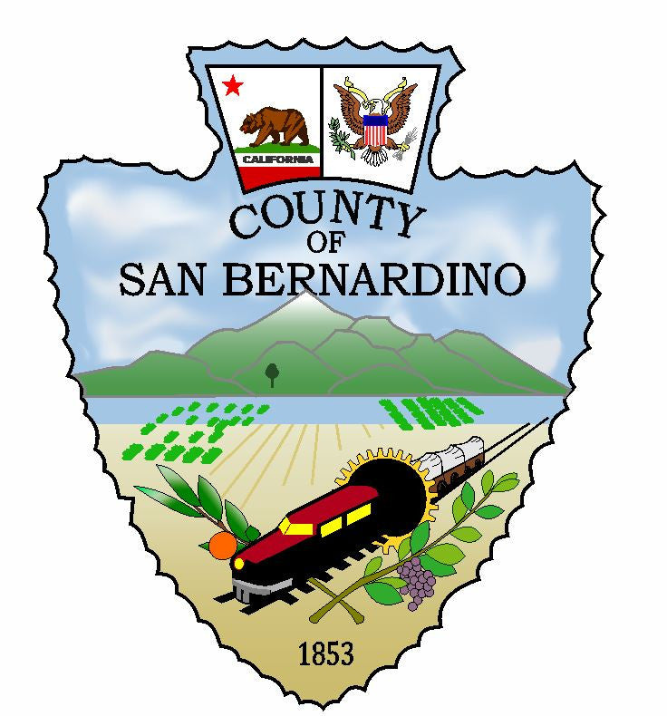 Seal of County of San Bernardino Sticker / Decal R739 - Winter Park Products