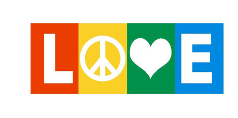 Love Bumper Sticker or Helmet Sticker D401 Peace HAPPINESS Lovers - Winter Park Products