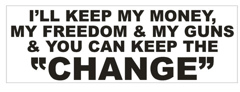 USA Guns Freedom MONEY Change Anti Obama Bumper Sticker or Helmet Sticker D103 - Winter Park Products