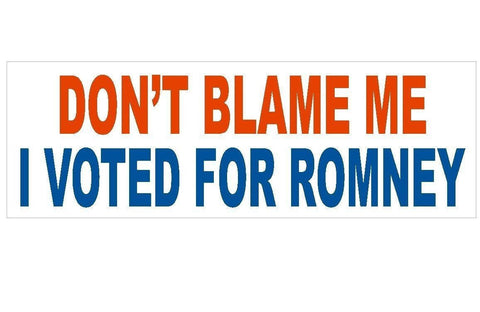 Anti Obama Don't Blame Me I Voted Romney Bumper Sticker or Helmet Sticker D175 - Winter Park Products