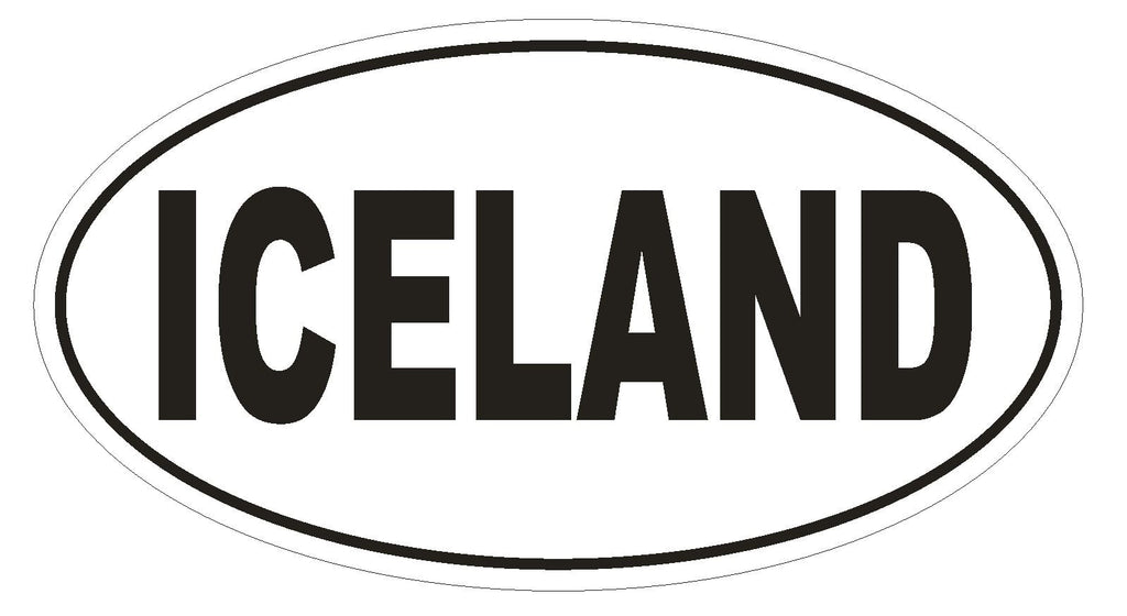 Iceland Oval Bumper Sticker or Helmet Sticker D2181 Euro Oval Country Code - Winter Park Products
