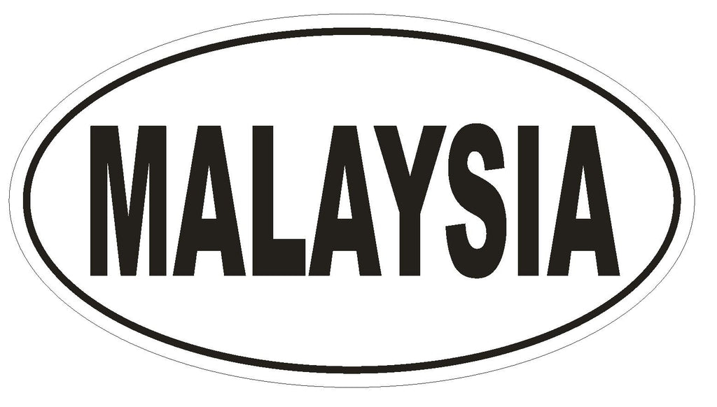Malaysia Oval Bumper Sticker or Helmet Sticker D2200 Euro Oval Country Code - Winter Park Products