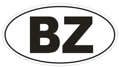 BZ Belize Country Code Oval Bumper Sticker or Helmet Sticker D900 - Winter Park Products