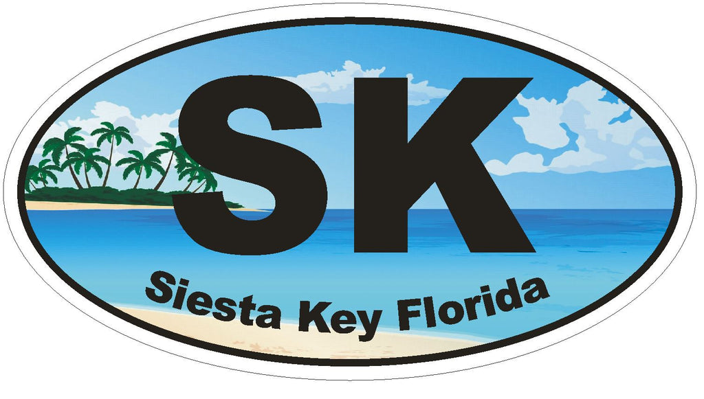 Siesta Key Beach Florida Oval Bumper Sticker or Helmet Sticker D1128 - Winter Park Products