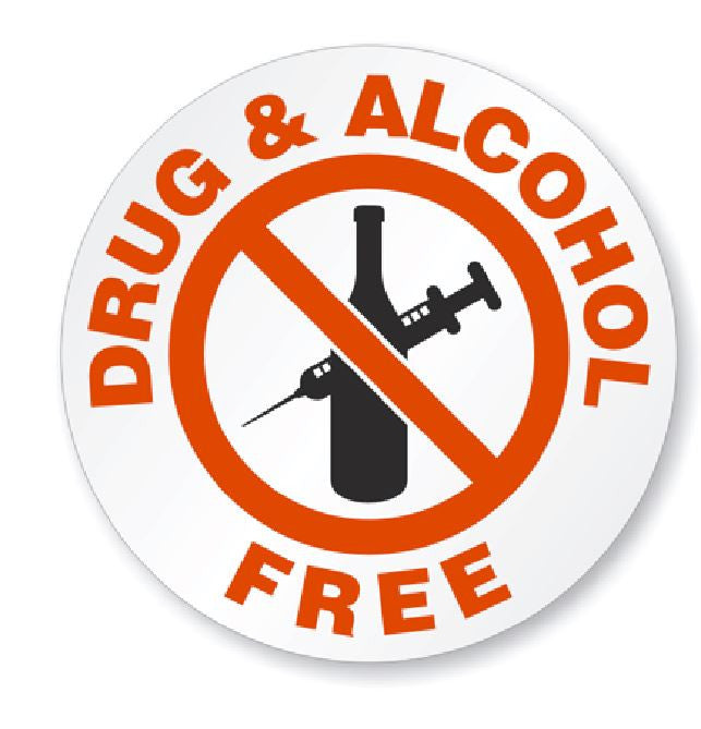 Drug & Alcohol Free Hard Hat Decal Hardhat Sticker Helmet Label H200 - Winter Park Products