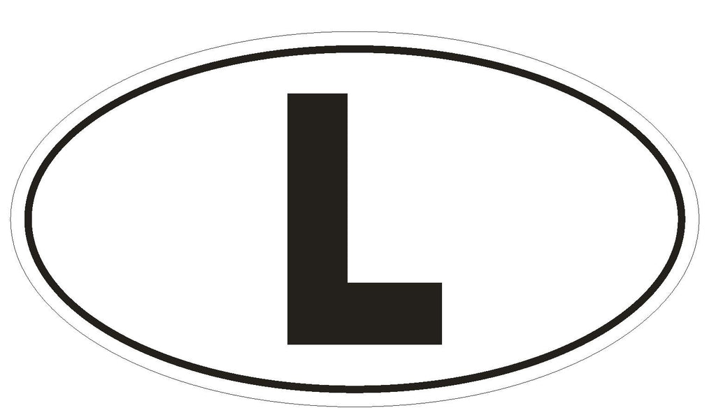 L Luxembourg Country Code Oval Bumper Sticker or Helmet Sticker D1029 - Winter Park Products