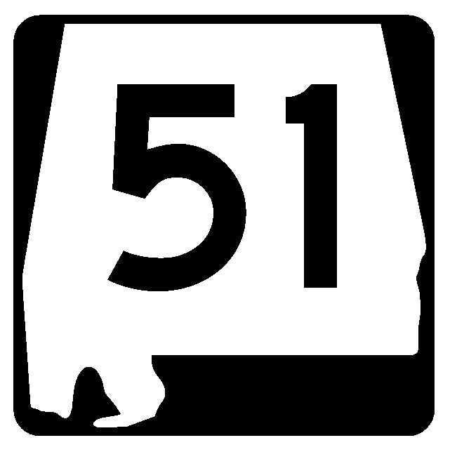 Alabama State Route 51 Sticker R4437 Highway Sign Road Sign Decal