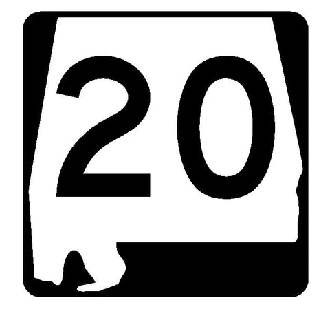 Alabama State Route 20 Sticker R4411 Highway Sign Road Sign Decal