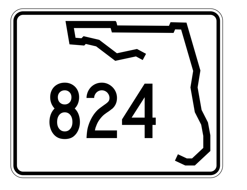 Florida State Road 824 Sticker Decal R1716 Highway Sign - Winter Park Products