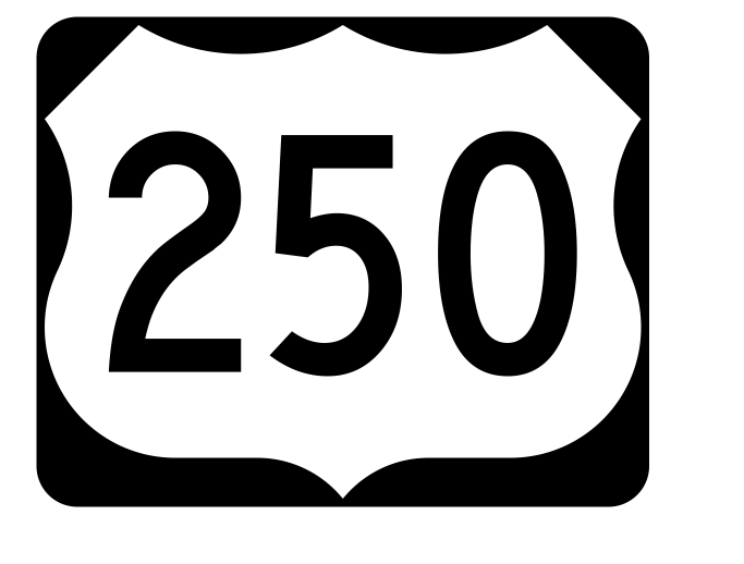 US Route 250 Sticker R2158 Highway Sign Road Sign - Winter Park Products