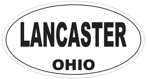 Lancaster Ohio Oval Bumper Sticker or Helmet Sticker D6126