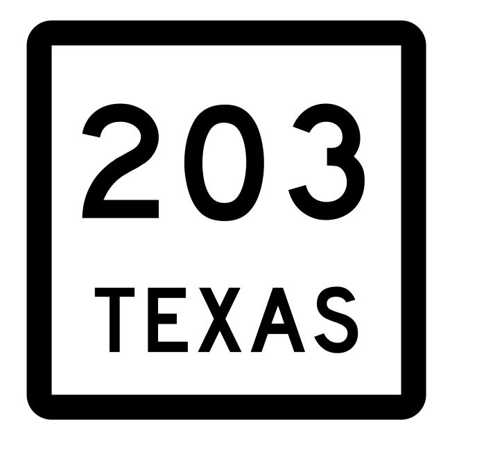 Texas State Highway 203 Sticker Decal R2500 Highway Sign