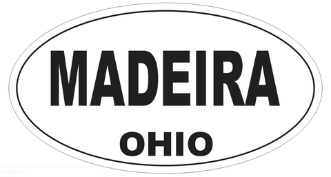 Madeira Ohio Oval Bumper Sticker or Helmet Sticker D6136