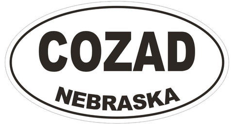 Cozad Nebraska Oval Bumper Sticker or Helmet Sticker D5014