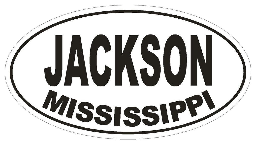 Jackson Mississippi Oval Bumper Sticker or Helmet Sticker D1486 Euro Oval - Winter Park Products