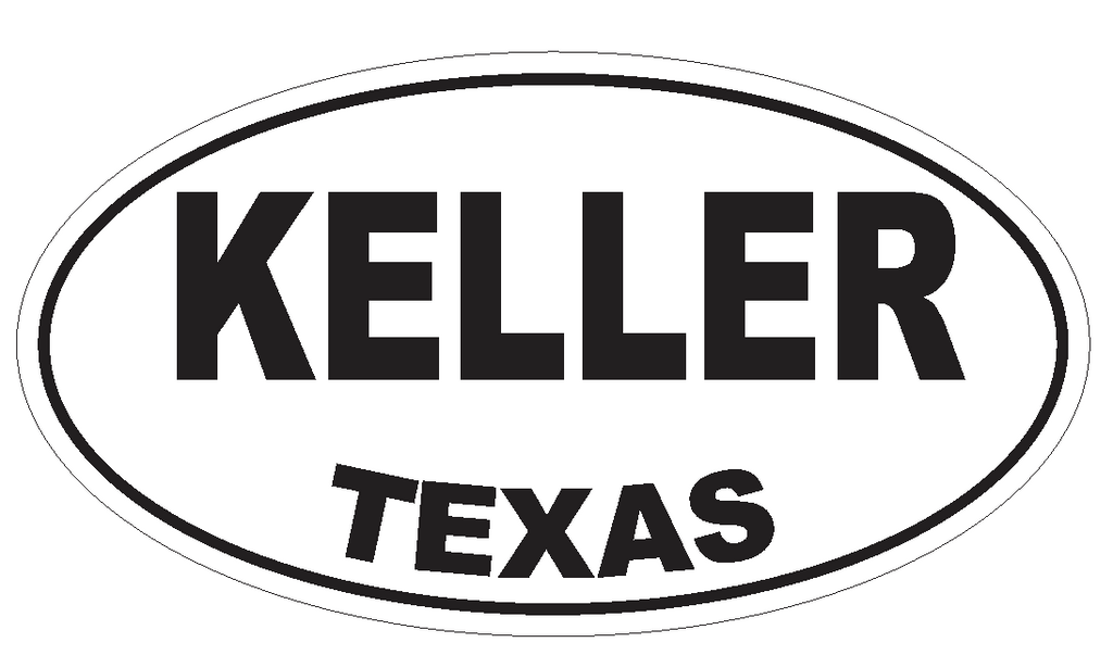 Keller Texas Oval Bumper Sticker or Helmet Sticker D3541 Euro Oval - Winter Park Products