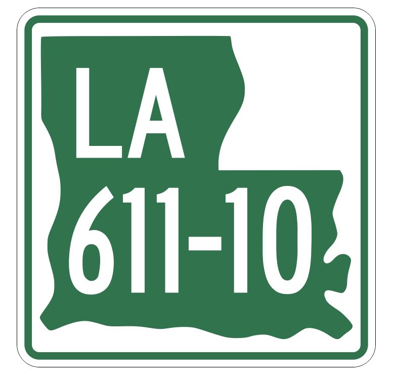 Louisiana State Highway 611-10 Sticker Decal R6614 Highway Route Sign