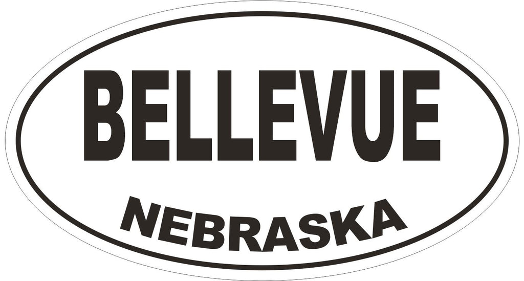 Bellevue Nebraska Oval Bumper Sticker or Helmet Sticker D5008