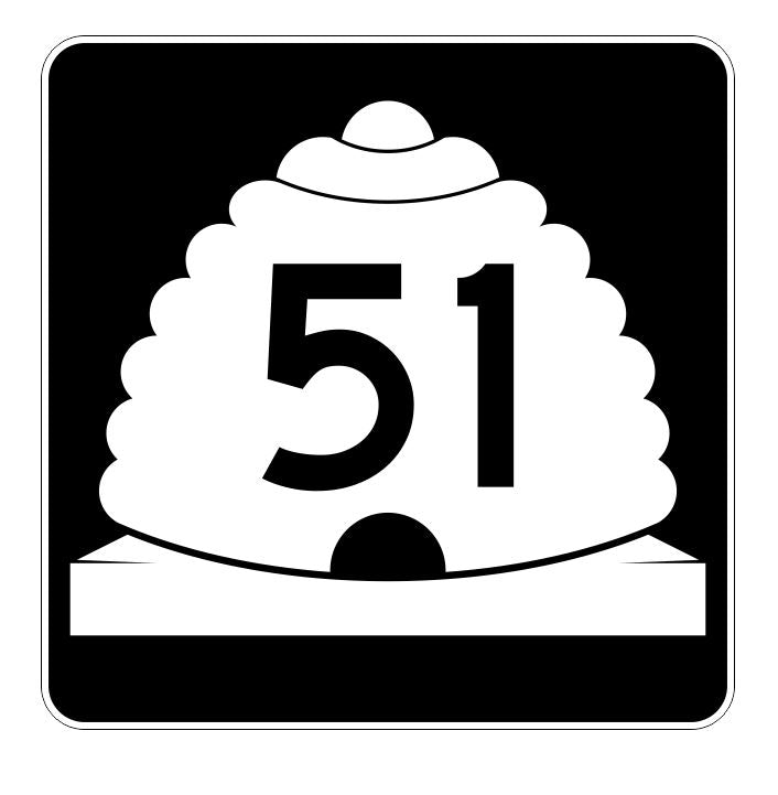 Utah State Highway 51 Sticker Decal R5389 Highway Route Sign