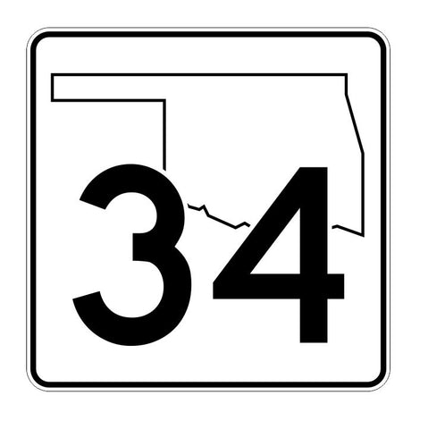 Oklahoma State Highway 34 Sticker Decal R5591 Highway Route Sign