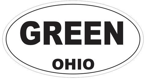 Green Ohio Oval Bumper Sticker or Helmet Sticker D6103