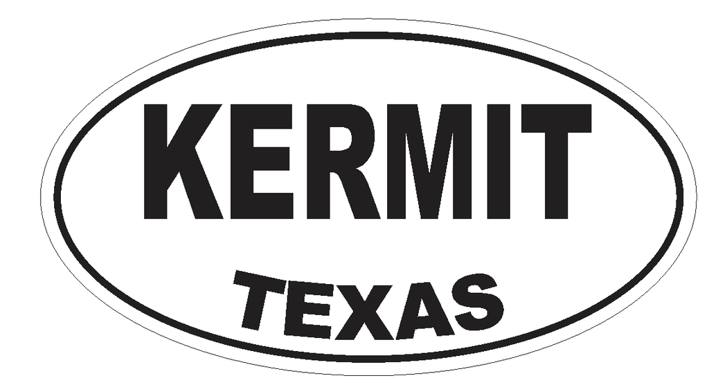 Kermit Texas Oval Bumper Sticker or Helmet Sticker D3550 Euro Oval - Winter Park Products