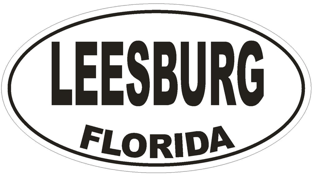 Leesburg Florida Oval Bumper Sticker or Helmet Sticker D1550 Euro Oval - Winter Park Products