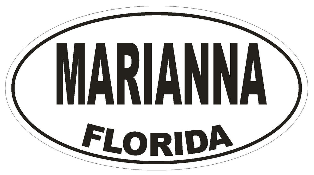 Marianna Florida Oval Bumper Sticker or Helmet Sticker D1562 Euro Oval - Winter Park Products