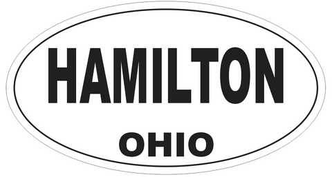 Hamilton Ohio Oval Bumper Sticker or Helmet Sticker D6107