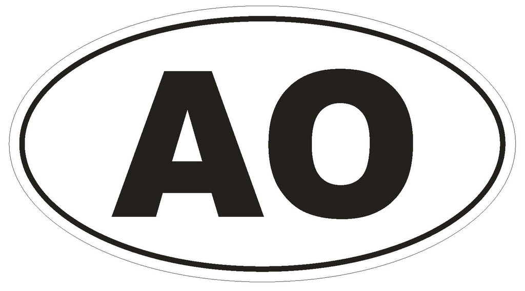 AO Angola Oval Bumper Sticker or Helmet Sticker D2080 Euro Oval Country Code - Winter Park Products