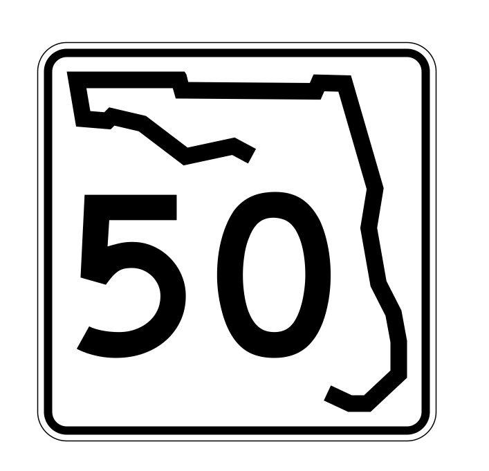 Florida State Road 50 Sticker Decal R1384 Highway Sign - Winter Park Products