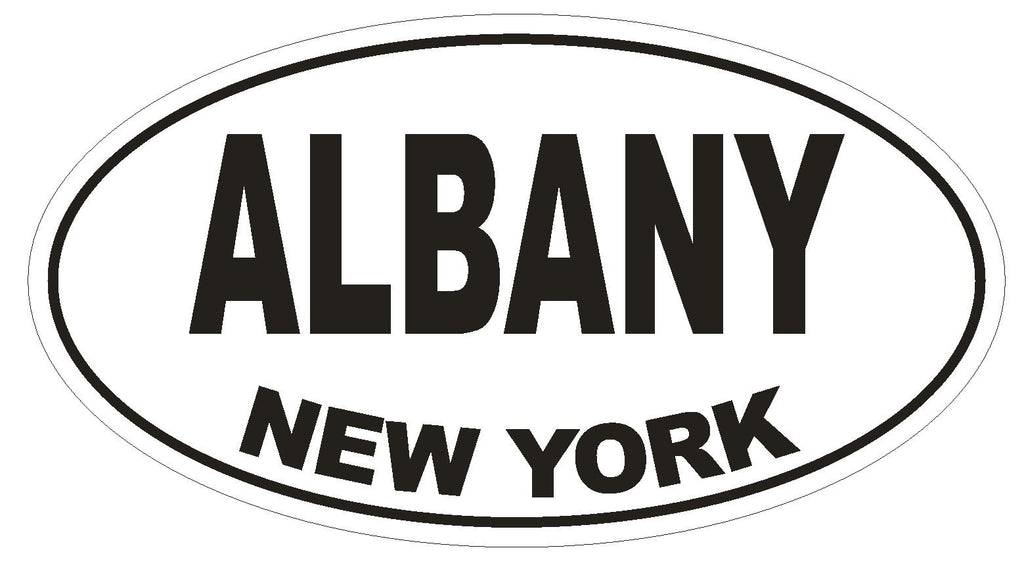 Albany New York Oval Bumper Sticker or Helmet Sticker D1483 Euro Oval - Winter Park Products