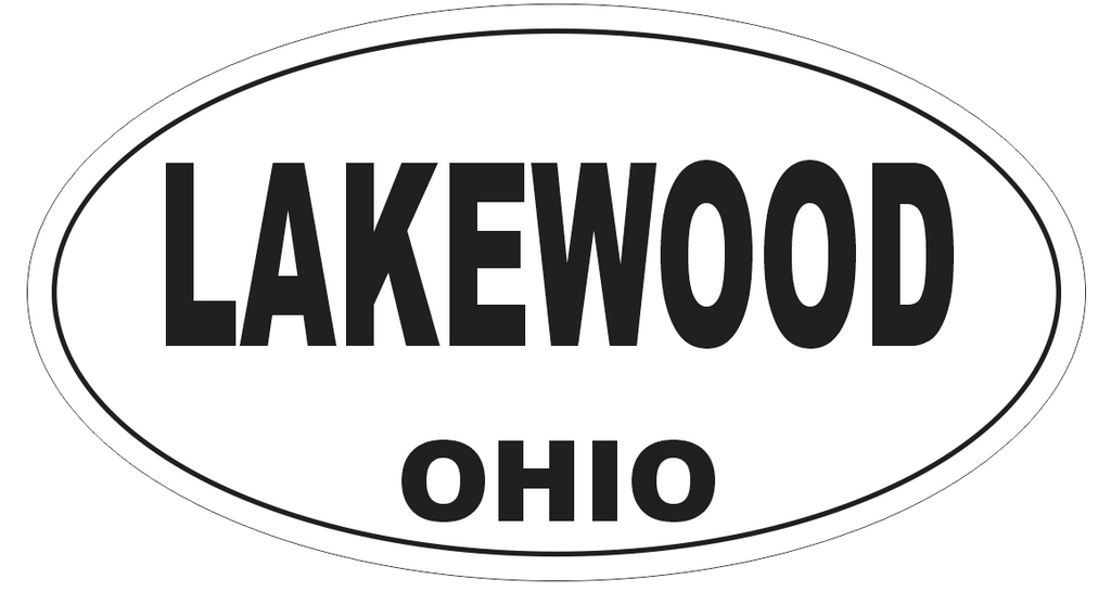 Lakewood Ohio Oval Bumper Sticker or Helmet Sticker D6125