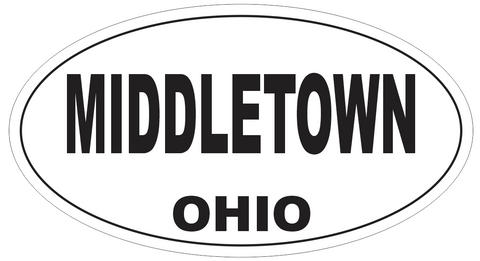 Middletown Ohio Oval Bumper Sticker or Helmet Sticker D6152