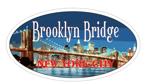 Brooklyn Bridge Oval Bumper Sticker or Helmet Sticker D3653 New York City