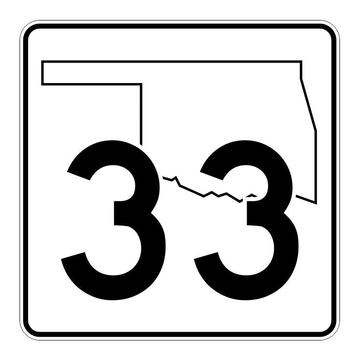 Oklahoma State Highway 33 Sticker Decal R5590 Highway Route Sign