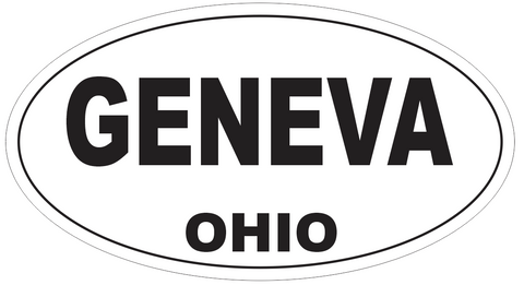 Geneva Ohio Oval Bumper Sticker or Helmet Sticker D6099