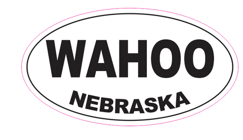 Wahoo Village Nebraska Oval Bumper Sticker D7102 Euro Oval