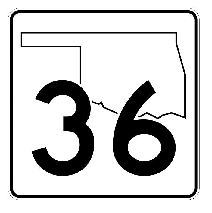 Oklahoma State Highway 36 Sticker Decal R5596 Highway Route Sign