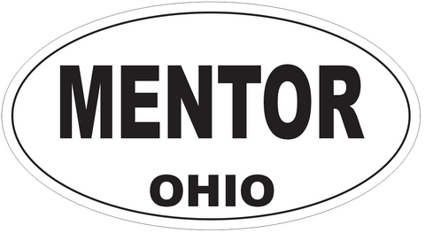 Mentor Ohio Oval Bumper Sticker or Helmet Sticker D6148