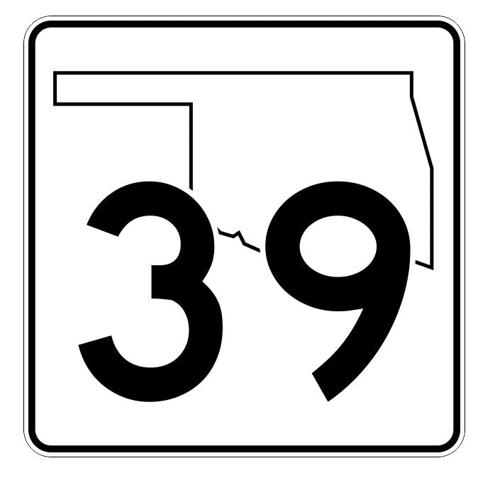 Oklahoma State Highway 39 Sticker Decal R5599 Highway Route Sign