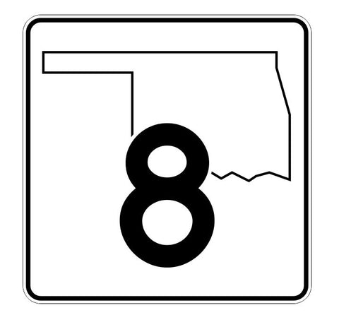 Oklahoma State Highway 8 Sticker Decal R5563 Highway Route Sign