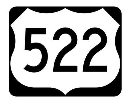 US Route 522 Sticker R2209 Highway Sign Road Sign - Winter Park Products