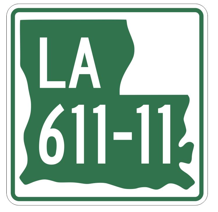 Louisiana State Highway 611-11 Sticker Decal R6615 Highway Route Sign