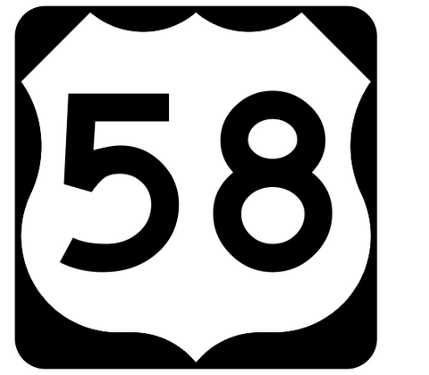 US Route 58 Sticker R1918 Highway Sign Road Sign - Winter Park Products